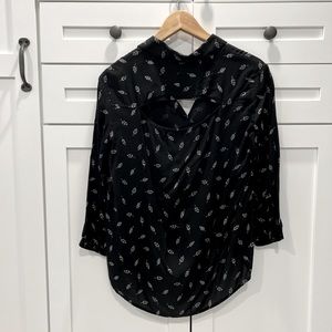American Eagle Blouse - Black and white leaf pattern